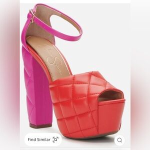 Jessica Simpson Dameka Womens Leather Peep-Toe Platform Heels